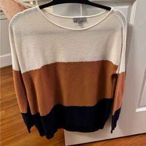 Evan Picone Women's Striped Sweater - Cream, Brown, and Black